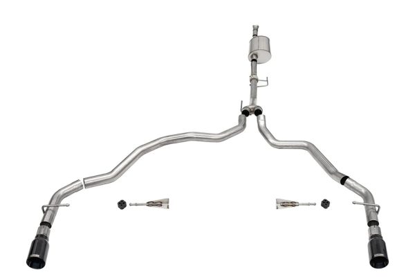 CORSA 21167BLK 3.0 IN Cat-Back (Multiple Options) 2021-22 Ford F-150 3.5T EcoBoost (145.4 INCH WB) Sport / Dual Rear / Black PVD