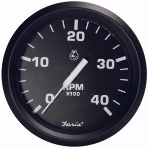 FARIA 32803 EURO BLACK 4 INCH TACHOMETER - 4,000 RPM (DIESEL - MAGNETIC PICK-UP)