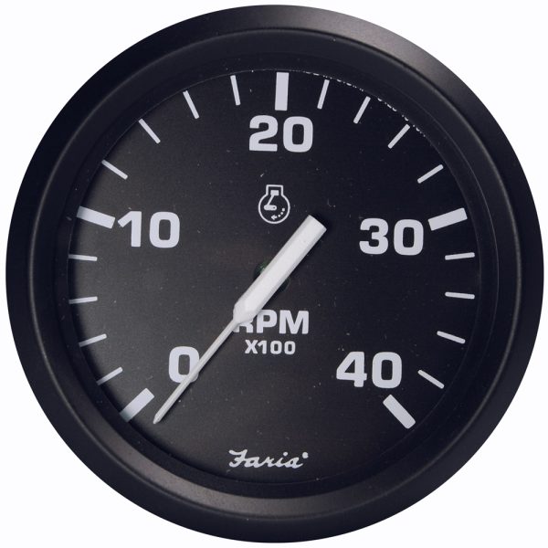 FARIA 32803 EURO BLACK 4 INCH TACHOMETER - 4,000 RPM (DIESEL - MAGNETIC PICK-UP)
