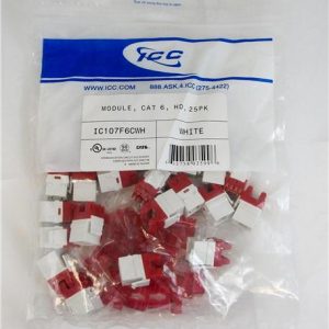 ICC IC107F6CWH MODULE, CAT 6, HD, 25PK, WHITE