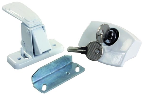 JR PRODUCTS 11685 White Locking Camper Door Latch