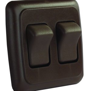 JR PRODUCTS 12145 Brown Double SPST On-Off Switch with Bezel