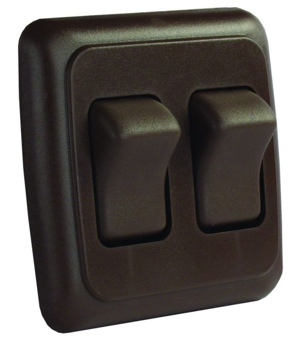 JR PRODUCTS 12145 Brown Double SPST On-Off Switch with Bezel