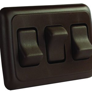 JR PRODUCTS 12155 305.1254 Brown Triple SPST On-Off Switch with Bezel