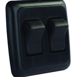 JR PRODUCTS 12235 Black Double SPST On-Off Switch with Bezel