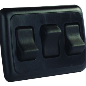 JR PRODUCTS 12245 Black Triple SPST On-Off Switch with Bezel