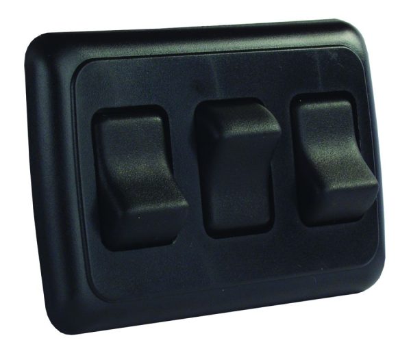 JR PRODUCTS 12245 Black Triple SPST On-Off Switch with Bezel