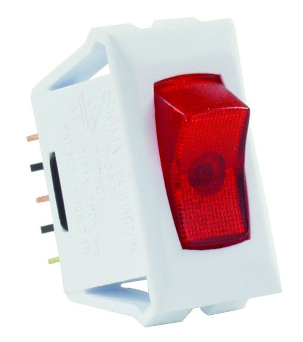 JR PRODUCTS 12505 Red/White SPST Illuminated On/Off Switch