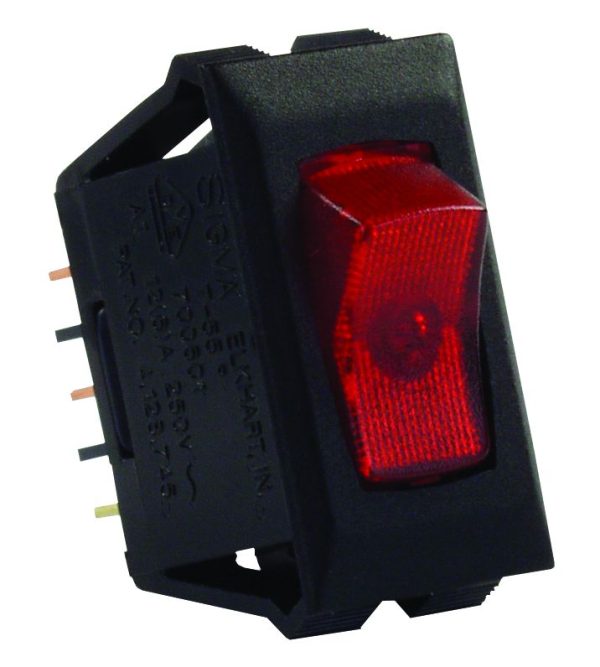 JR PRODUCTS 12515 Red/Black SPST Illuminated 120V On/Off Switch