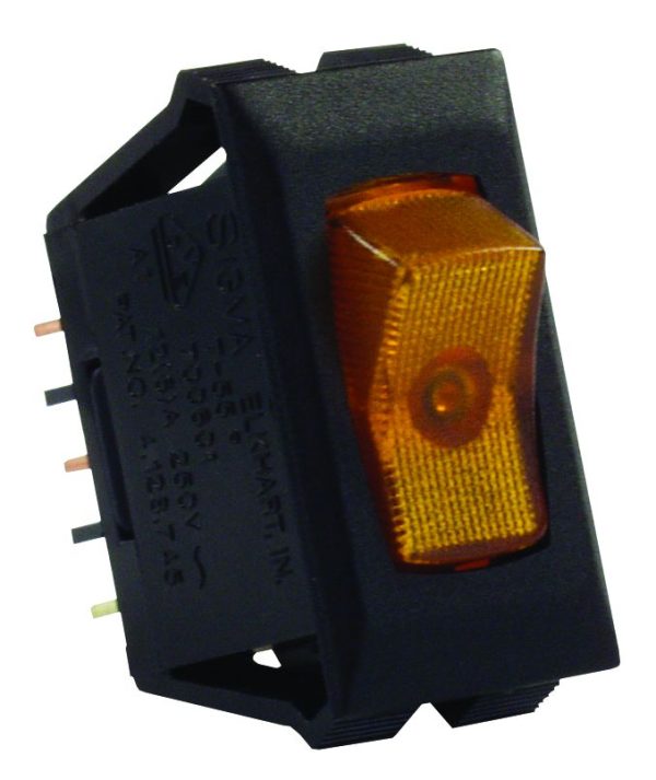 JR PRODUCTS 12555 Amber/Black SPST Illuminated On/Off Switch