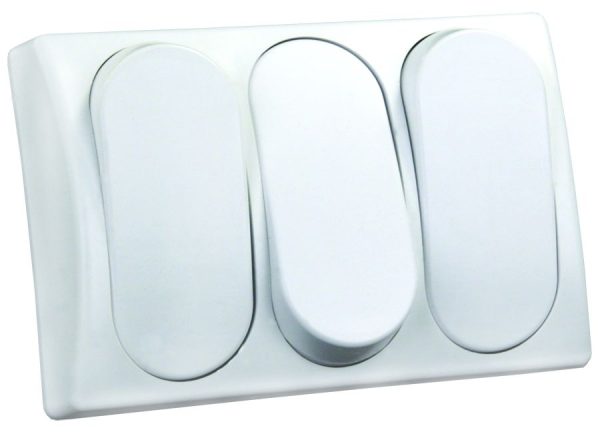 JR PRODUCTS 13595 Modular On/Off Switch - Triple, White