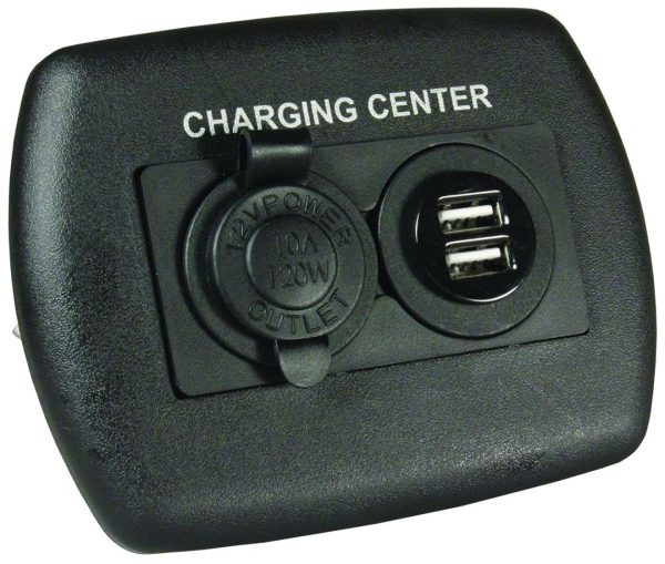 JR PRODUCTS 15095 12V/USB Charging Center - Black