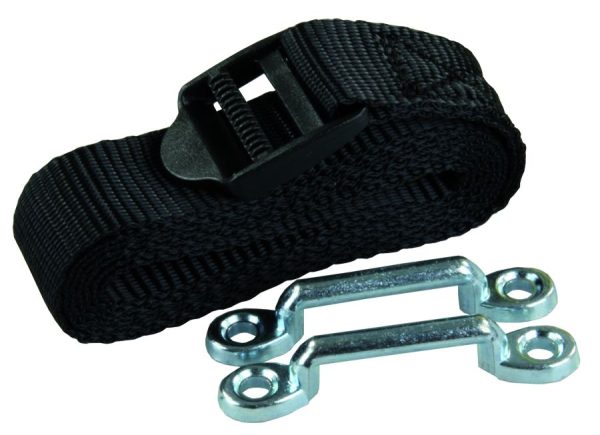 JR PRODUCTS 17544 Battery Box Strap; Use To Secure Any Battery Or Battery Box; 54 Inch Length; Black; With Chrome Plated Hardware