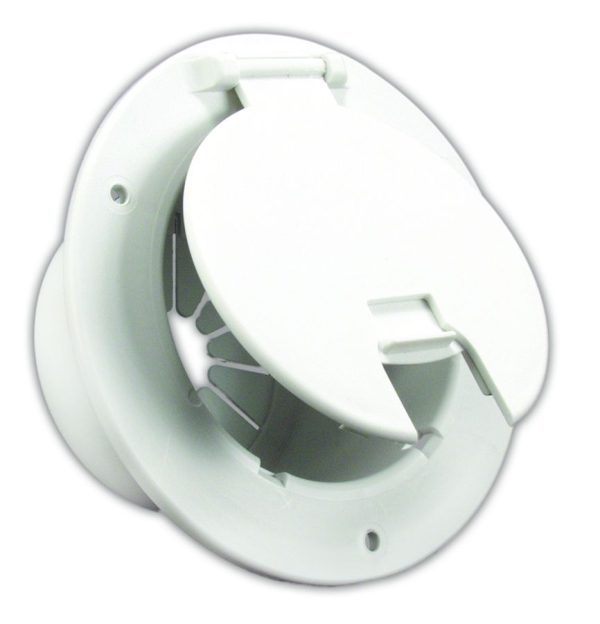 JR PRODUCTS 5412A 541-2-A Polar White Deluxe Round Electric Cable Hatch with Back