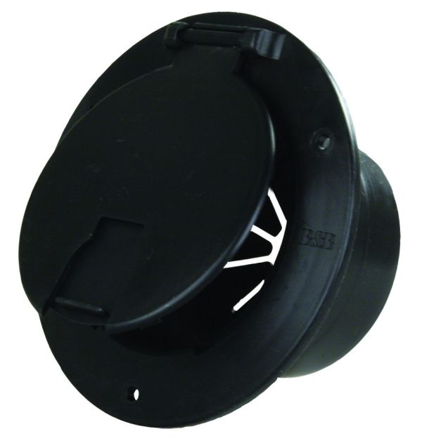 JR PRODUCTS 5413A 541-3-A Black Deluxe Round Electric Cable Hatch with Back