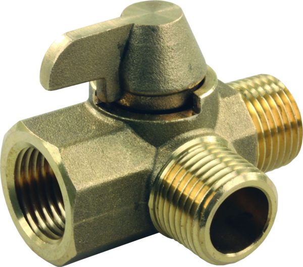 JR PRODUCTS 62245 3-Way Brass Diverter Valve - 1/2 INCH MPT x 1/2 INCH MPT x 1/2 INCH FPT