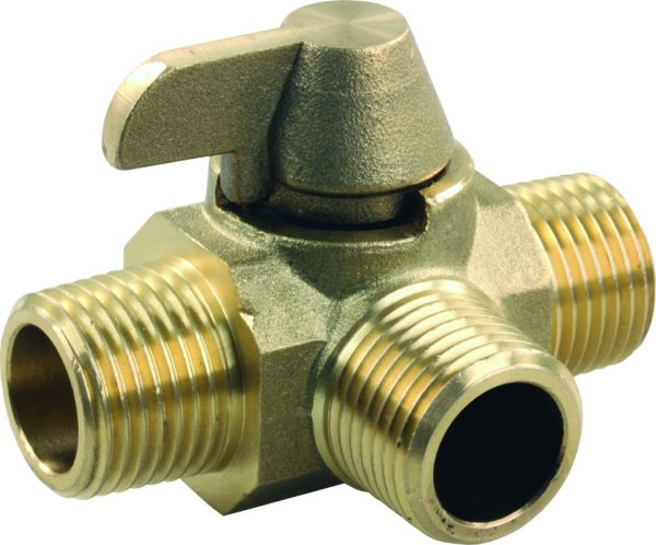 JR PRODUCTS 62255 3-Way Brass Diverter Valve - 1/2 INCH MPT x 1/2 INCH MPT x 1/2 INCH MPT