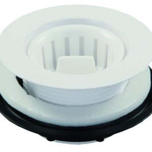 JR PRODUCTS 95015 Strainer with Threaded Basket - White