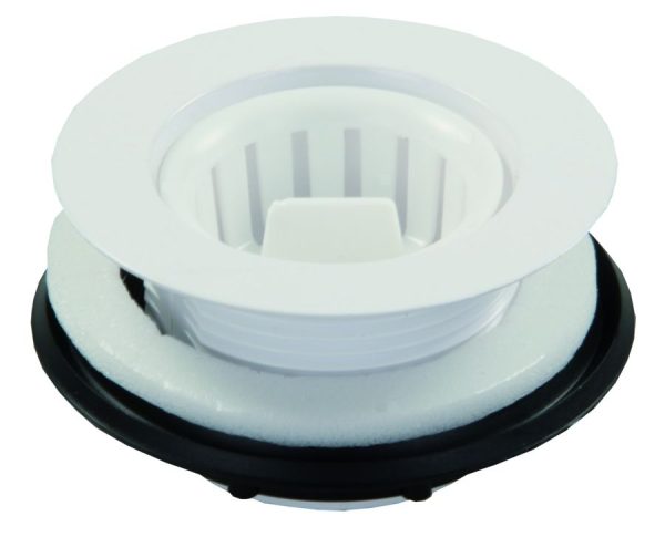 JR PRODUCTS 95015 Strainer with Threaded Basket - White