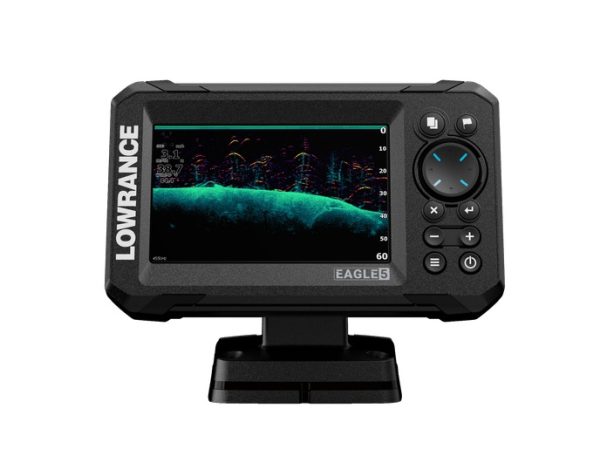 LOWRANCE 000-16111-001 EAGLE 5 SPLITSHOT AMER, 5 Inch IPS Display; 480 x 272 Pixel Resolution; Keypad; 9.016 Inch Length x 7.126 Inch Width x 7.52 Inch Height; IPX6/ IPX7 Rating Waterproof; Single Frequency Chirp/ Down Scan Sonar