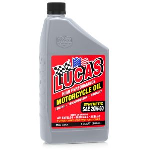 LUCAS OIL 10702 Synthetic SAE 20W-50 Motorcycle Oil 1 QT