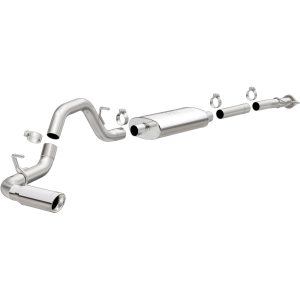 MAGNAFLOW 19018 Cat-Back Performance Exhaust System - Street Series, Stainless Steel 3in Main Piping, Single Passenger Side Rear Exit, Polished Finish 4in Exhaust Tip - Truck Performance Exhaust Kit
