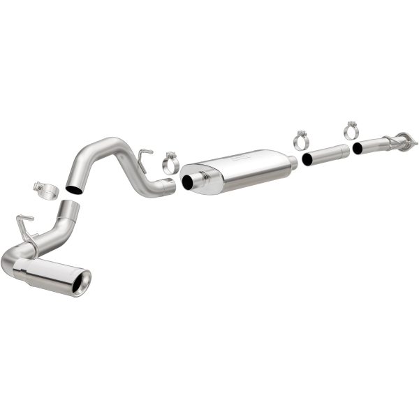 MAGNAFLOW 19018 Cat-Back Performance Exhaust System - Street Series, Stainless Steel 3in Main Piping, Single Passenger Side Rear Exit, Polished Finish 4in Exhaust Tip - Truck Performance Exhaust Kit