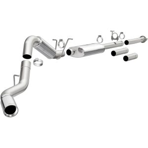 MAGNAFLOW 19026 Cat-Back Performance Exhaust System - Street Series, Stainless Steel 4in Main Piping, Single Passenger Side Rear Exit, Polished Finish 5in Exhaust Tip - Truck Performance Exhaust Kit