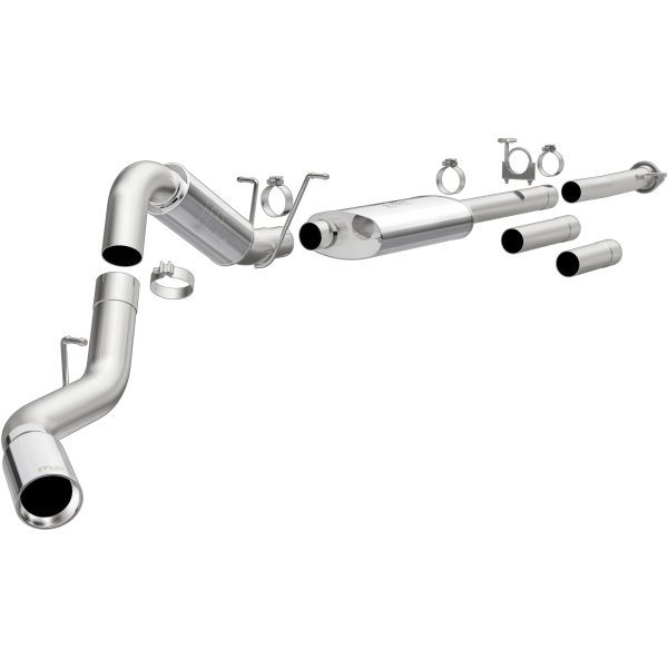 MAGNAFLOW 19026 Cat-Back Performance Exhaust System - Street Series, Stainless Steel 4in Main Piping, Single Passenger Side Rear Exit, Polished Finish 5in Exhaust Tip - Truck Performance Exhaust Kit