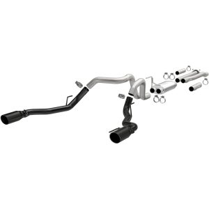 MAGNAFLOW 19350 Performance Exhaust System Cat-Back, Street Series, For 2017-2020 Ford F-150 Raptor 3.5L, Dual Split Rear Exit Style, Black Coated