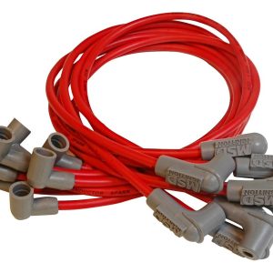 MSD 31659 WIRE SET SUPER CONDUCTOR, Pre Assembled; Red; 8-1/2 Millimeter; Silicone and Synthetic; Helically Wound Copper Alloy Conductor With Ferro-Magnetic Impregnated Center Core; 90 Degree Spark Plug Boots