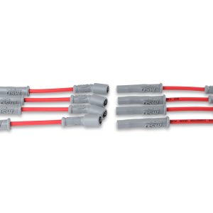MSD 33829 SPARK PLUG WIRES, Pre Assembled; Red; 8-1/2 Millimeter; Silicone and Synthetic; Helically Wound Copper Alloy Conductor With Ferro-Magnetic Impregnated Center Core; 45 Degree Spark Plug Boots; Factory Style Distributor Boots and Terminals