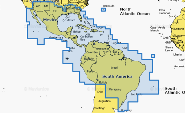NAVIONICS 010C136430 Marine Cartography; Mexico, Caribbean to Brazil, Black