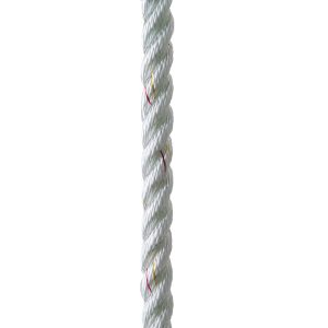 NEW ENGLAND ROPES C6050-12-00020 3/8 INCH X 20FT PREMIUM NYLON 3 STRAND DOCK LINE - WHITE W/TRACER