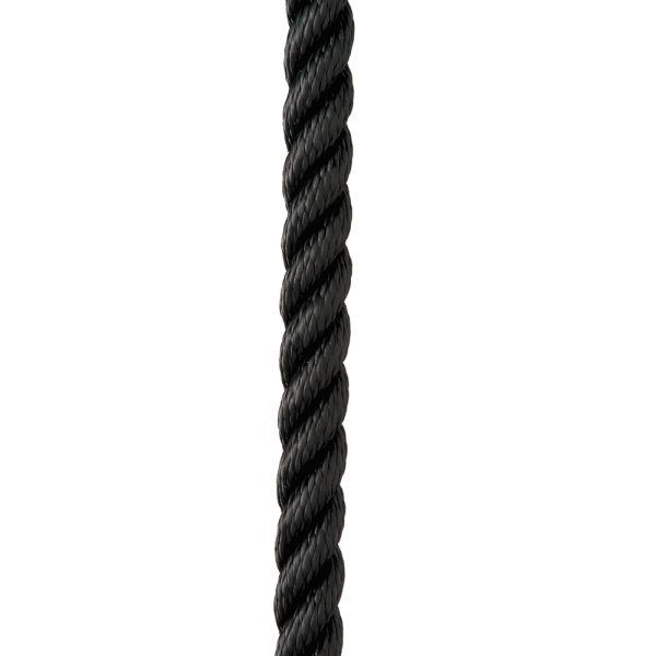 NEW ENGLAND ROPES C6054-12-00025 3/8 INCH X 25FT PREMIUM NYLON 3 STRAND DOCK LINE - BLACK