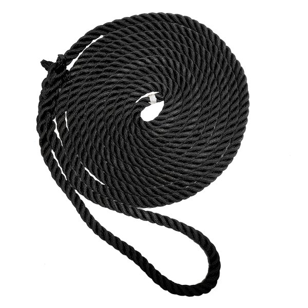 NEW ENGLAND ROPES C6054-20-00050 5/8 INCH PREMIUM 3-STRAND DOCK LINE - BLACK - 50