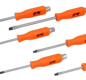 PERFORM TOOL W1729 Professional Go-Through Screwdriver Set with Heat Resistant Handles and Magnetic Tips, Includes Phillips and Slotted Sizes