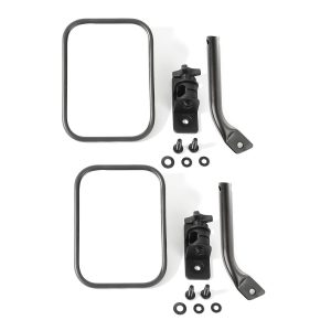 RUGGED RIDGE 11025.22 Stubby Trail Mirror, Rectangular Pair, Textured Black Fits 1997-2018 Jeep Wrangler