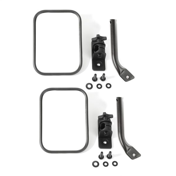 RUGGED RIDGE 11025.22 Stubby Trail Mirror, Rectangular Pair, Textured Black Fits 1997-2018 Jeep Wrangler