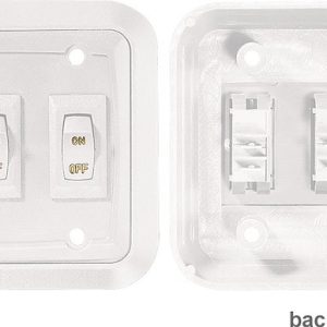 RV DESIGNER S661 Multi Purpose Switch; Use For Lighting Control/ Entry Steps/ Appliance; Wall Plate Switch; Triple; Single Pole Single Throw (SPST); Rocker; White; 3.53 Inch x 4 Inch; Non-Lighted; With Raised Bezel And Plate