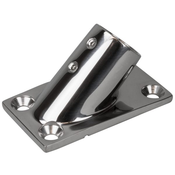 SEA-DOG 281451-1 RAIL BASE FITTING RECTANGULAR BASE 45°316 STAINLESS STEEL - 3-1/4 INCH X 1-7/8 INCH - 1 INCH OD
