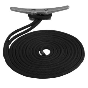 SEA-DOG 302116015BK-1 DOUBLE BRAIDED NYLON DOCK LINE, Double Braided; Abrasion/ Mildew/ Oil/ Rot/ UV Rays Protection; 2045 Pounds Working Load Limit/ 9400 Pounds Breaking Strength; 5/8 Inch Diameter x 15 Foot Length; Black; Premium Nylon