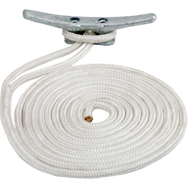 SEA-DOG 302116025WH-1 DOUBLE BRAIDED NYLON DOCK LINE 5/8 INCH X 25FT WHITE
