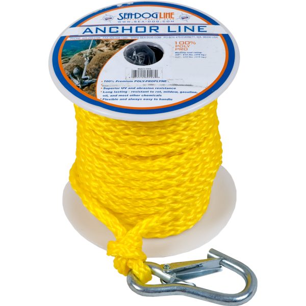 SEA-DOG 304210100YW-1 POLY PRO ANCHOR LINE W/SNAP - 3/8 INCH X 100FT - YELLOW