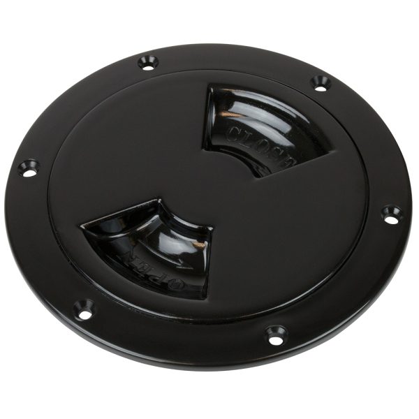 SEA-DOG 336345-1 QUARTER-TURN SMOOTH DECK PLATE W/INTERNAL COLLAR - BLACK - 4 INCH