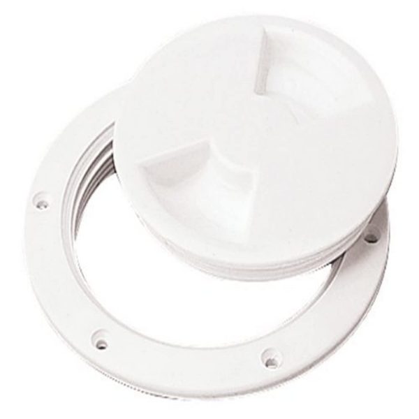 SEA-DOG 337150-1 Screw Out Deck Plate, 5-7/16 INCH / White