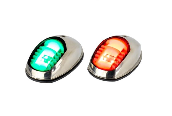 SEA-DOG 400070-1 Navigation Light; Port And Starboard Light; Bi-Color Side Light - Red & Green; Set of 2; 2-1/4 Inch Width x 3-7/8 Inch Depth x 1-7/8 Inch Height Housing; LED; 12 Volt DC; 304 Stainless Steel