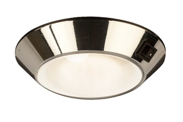 SEA-DOG 401755-1 CHROME PLASTIC LED DOME LIGHT 4 INCH DAY/NIGHT - CLEAR/RED BULB
