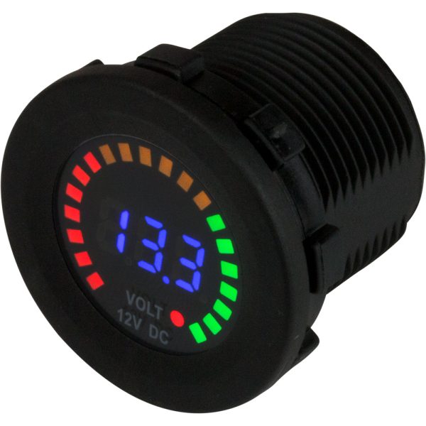 SEA-DOG 421617-1 ROUND VOLTAGE METER DC - 5V-15V W/RAINBOW DIAL