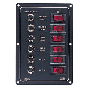SEA-DOG 422800-1 ALUMINUM CIRCUIT BREAKER PANEL - 6 CIRCUIT